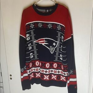 NFL Patriots Red and Navy Crewneck Sweater Size XL